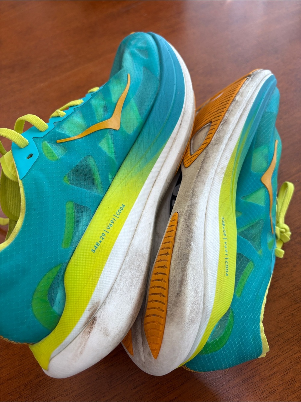 Hoka Women’s Teal & Lime Performance Running Sneakers - Picture 10 of 13